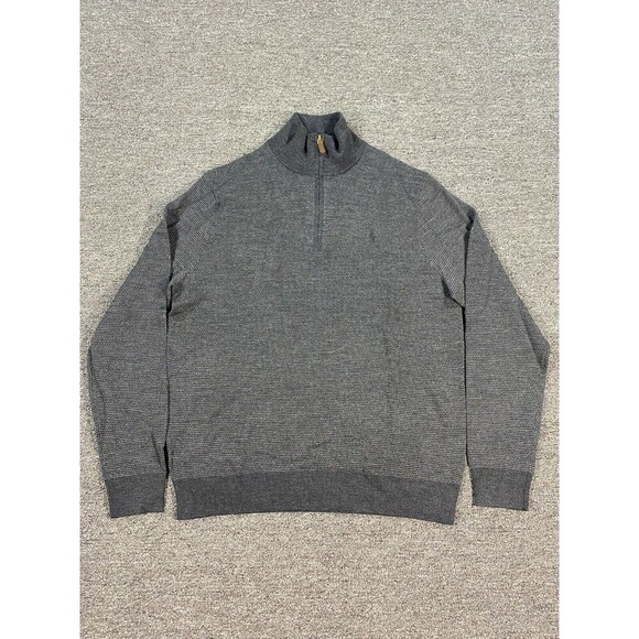Polo Ralph Lauren Sweater Mens Large Gray Pullover 100% Wool Sweatshirt Jacket - Picture 1 of 12